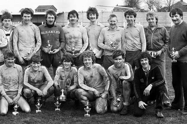 The Post and Chronicle Sunday League team who won the Lancashire Inter League Trophy final 1-0 against Oldham at Irlam Town's ground on Sunday 20th of March 1983.
Far right is sub,Tommy Smith, the former Liverpool star full-back.