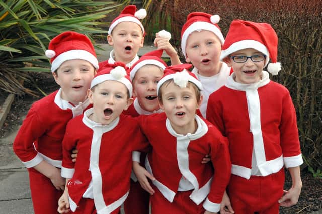 2007 -  HO, HO, HO, HO, HO, HO, HOW MANY?...Just some of the Santas who took part in St Wilfrid's Catholic Primary School, Stubshaw Cross, Year One, Two and Three Nativity The Bossy Christmas Fairy.