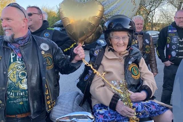 Barbara's 90th birthday celebrations surrounded by family and newly made biker friends