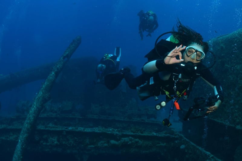 Tessa De Wegher at the Thistlegorm wreck. Photograph taken by Tessa De Wegher