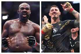 Tom Aspinall (right) is desperate for a unification fight against UFC heavyweight champion Jon Jones (left)