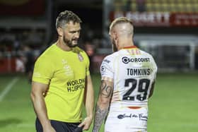 Sean O'Loughlin with Sam Tomkins at Stade Gilbert Brutus, Perpignan