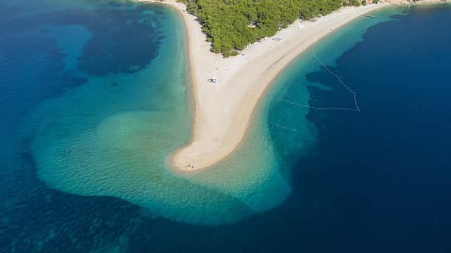 One of Croatia's most famous and favourite beaches, the 'Golden Horn' Beach on the island of Brac