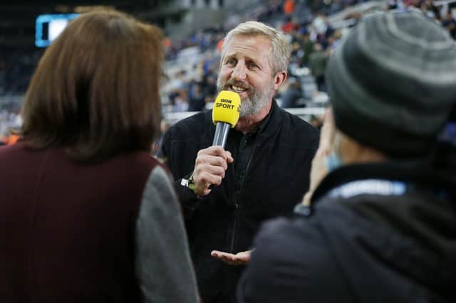 Denis Betts is interviewed at St James' Park, Newcastle