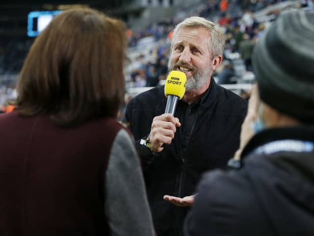 Denis Betts is interviewed at St James' Park, Newcastle