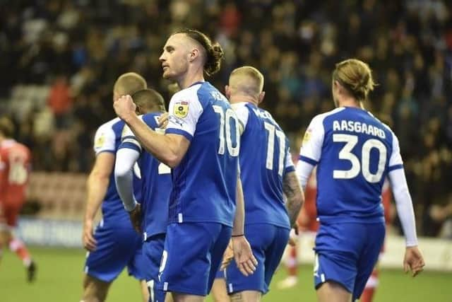 Will Keane celebrates opening the scoring against Middlesrough