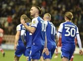 Will Keane celebrates opening the scoring against Middlesrough