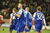 Will Keane celebrates opening the scoring against Middlesrough