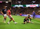 Matt Fagerson scored Scotland's fifth try in the record 35-7 win over Wales at Murrayfield. (Photo by Ian MacNicol/Getty Images)