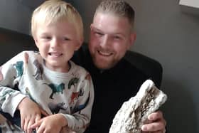 Ronnie and Alfie found the 2kg of ambergris on Leven beach (Pic: Ronnie Humphreys)