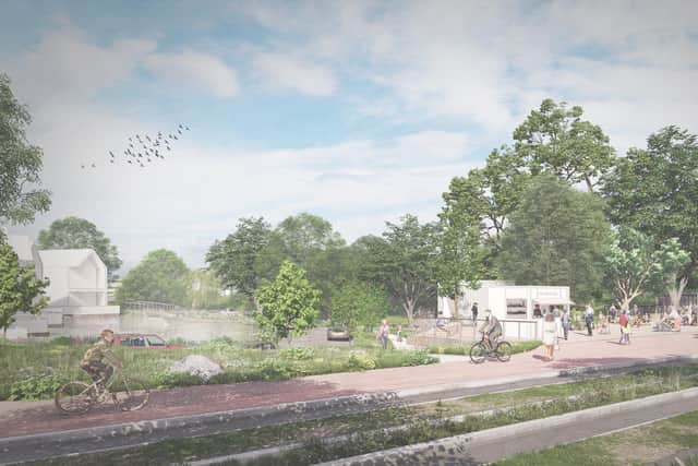 Artist impression of the travel hub at proposed Mosley Common 1,100 home development in Wigan.