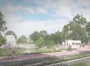 Artist impression of the travel hub at proposed Mosley Common 1,100 home development in Wigan.