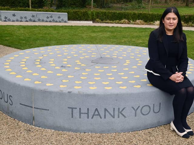 Wigan MP Lisa Nandy at the National Day of Reflection for Covid-19 at Mesnes Field, Wigan.