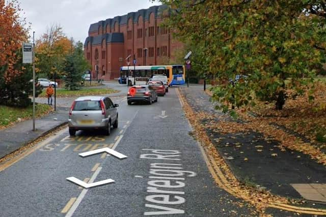 Sovereign Road, Wigan, where two pensioners were in collision with a car and seriously injured