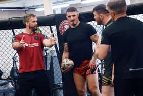 Wigan Warriors players have a training session with UFC heavyweight Tom Aspinall and other members of Fighting for Fitness