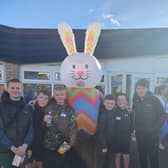 Mrs Swift, the headteacher, getting in the Easter spirit with the Year 6 children
