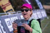 Katya Halsall celebrates at the end of the Race Across Scotland