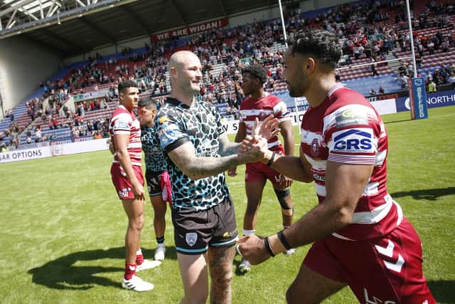 French shakes hands with Leigh Leopards' Zak Hardaker