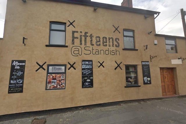 Offering 90 minute time slots, Fifteens at Standish's brunch features a salt and pepper sharing board for £35 per person and has been rated 4.1 stars on google.