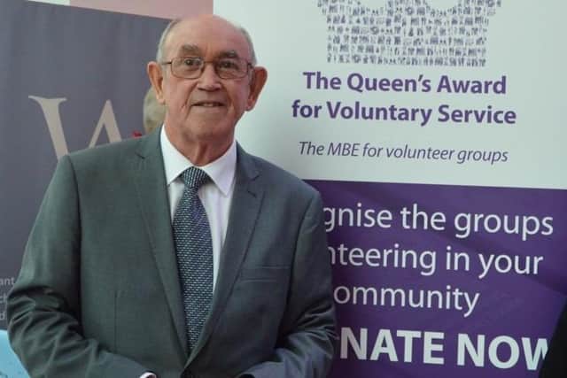 Bill Collins when Wigan Little Theatre was honoured with a Queen's Award for Voluntary Service