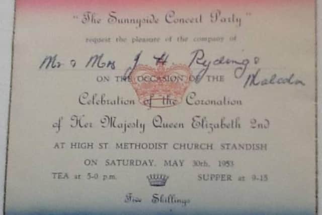An invitation for a Coronation concert by the High Street Methodist Chapel concert party.