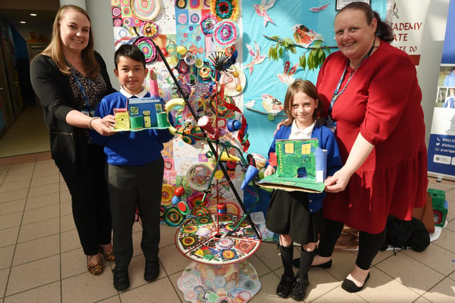 Staff and pupils representing the schools were at the event to talk about their work on display.