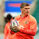 Owen Farrell looks on during the England captain's run at Twickenham Stadium on November 12, 2021