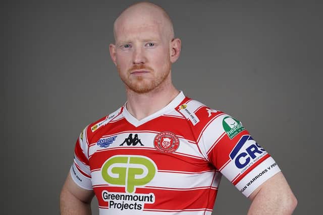 Wigan captain Liam Farrell in the newly launched World Club Challenge shirt