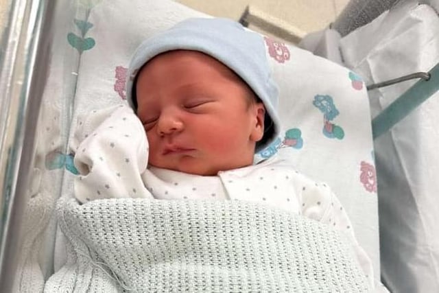 Baby Ruben Henry James O'Malley, born 10th December 2023, weighing 7lb 13.5oz.