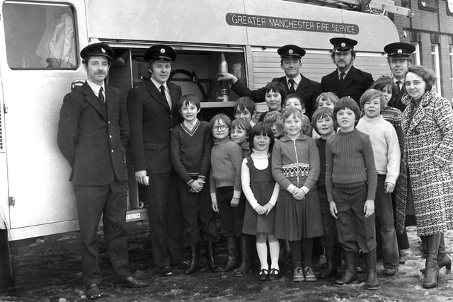 RETRO 1979 - Wigan's fire fighters visit Mabs Cross junior school.