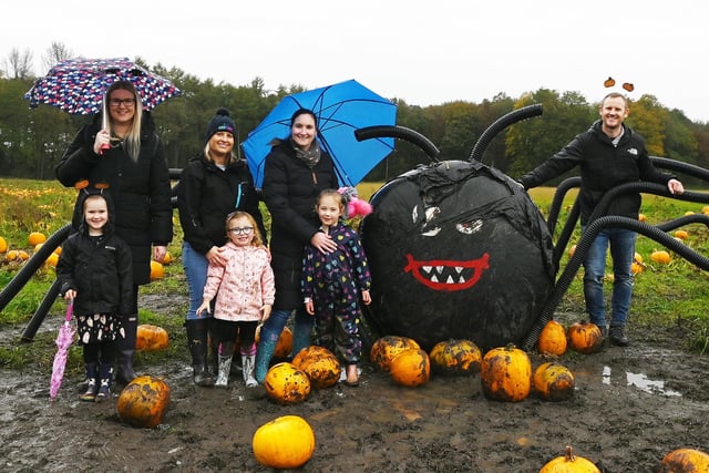 Families get into the spirit of Halloween as they visit the Pumpkin Patch at Winstanley Park, Wigan.