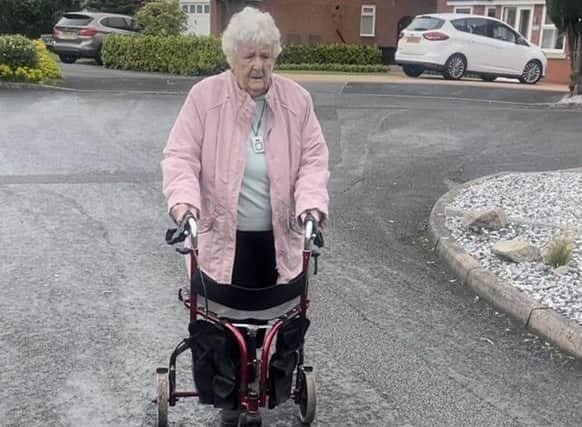 Cath Brookfield, 91, is determined to walk 200m every day