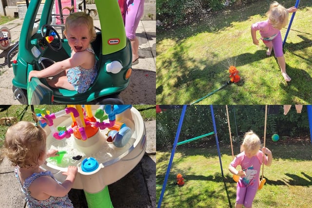 Sophie Kelly Gibson sent a photo of Penelope and Mabel having fun.