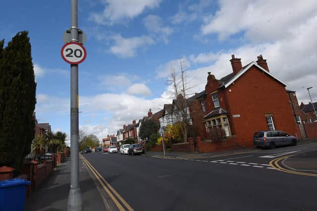 General view of Gidlow Lane, Wigan - road signs 20mph, but since the road has been resurfaced there is no white line and there has been a few incidents of crashes plus speeding.