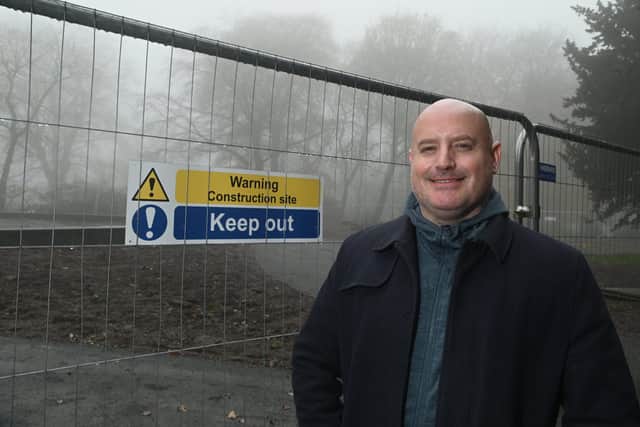 Haigh operations director Peter Hughes next to the Amphitheatre for a Tree, which is under construction