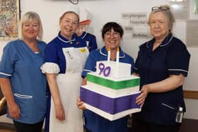 Staff celebrate the 90th anniversary of Wrightington Hospital.