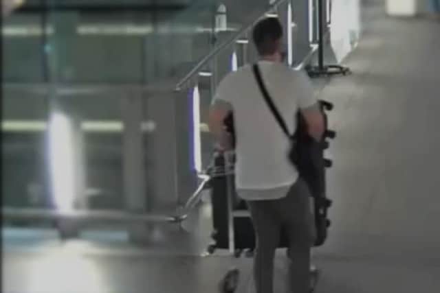 Craig Bramall, 42, was caught on CCTV footage at the airport with suitcases of cash