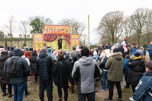 Crowds gather to watch the show