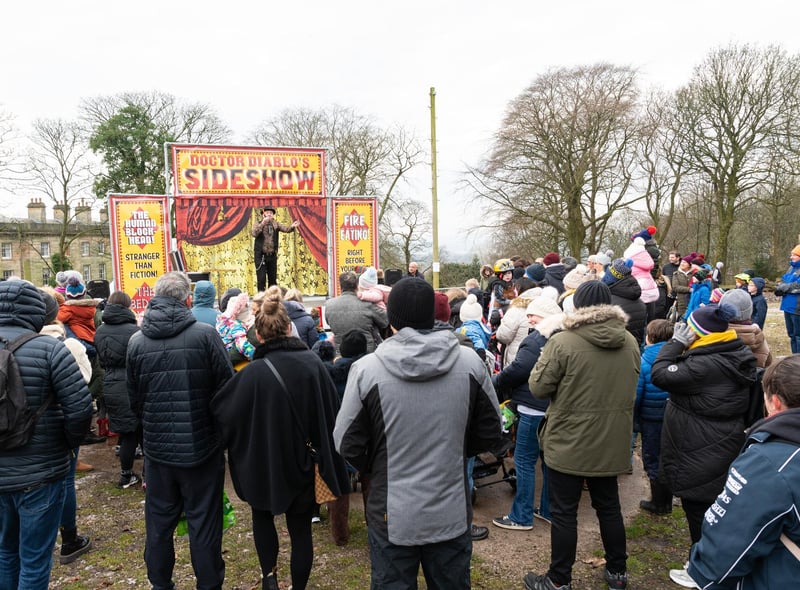 Crowds gather to watch the show