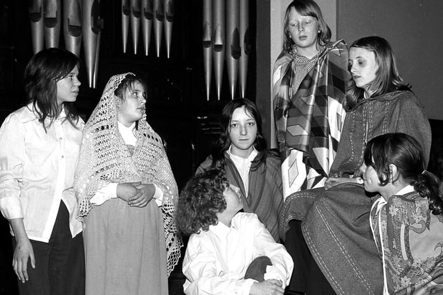 RETRO 1975 Pemberton Middle School pupils rehearse their Easter play 'The Road to the Cross' at St John's Church Pemberton