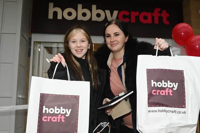 Happy customers at the new Hobby Craft store at Robin Retail Park, Wigan.
