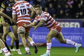 Wigan's Brad O'Neill in action against Penrith Panthers