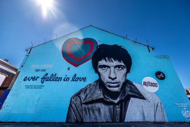 Official unveiling of a Mural on Leigh Town Hall car park dedicated to Pete Shelley of the Buzzcocks