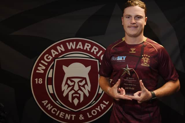 Jai Field received his award after being name RLWBA player of the year