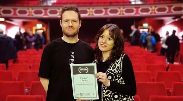 Scott Bradley and Natasha Hawthornthwaite celebrate at Hebden Bridge Film Festival