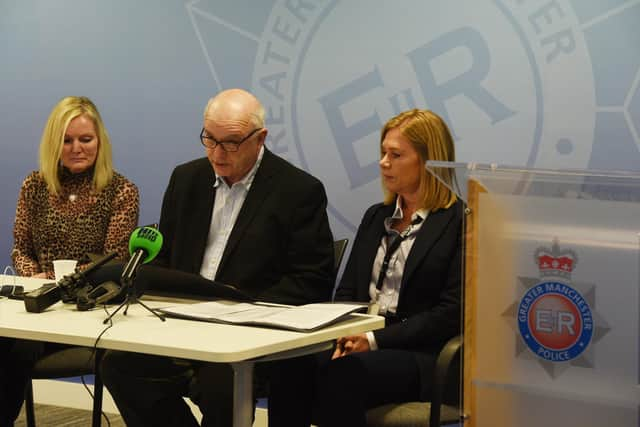 Liam Smith's parents, Julia and Phil Smith, with Det Ch Insp Gina Brennand