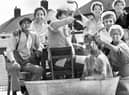 Tea in the tub for members of Standish Labour Club at Standish Carnival on Saturday 4th of August 1979.