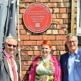 Deputy Lieutenant Melanie Bryan OBE (centre), Jerry Swift – Deputy Chair of the National Transport Heritage Trust (left) and Richard Parry, CEO Canal and River Trust (right)