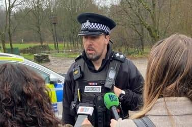 Insp Bent speaking to the media