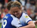 Thelo Aasgaard celebrates his winning goal with Callum Lang